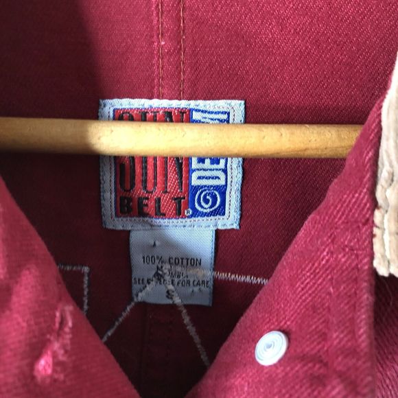 Vintage Sunbelt Denim Chore Coat Red Jean Jacket Snowman Winter Womens Small - Picture 4 of 10